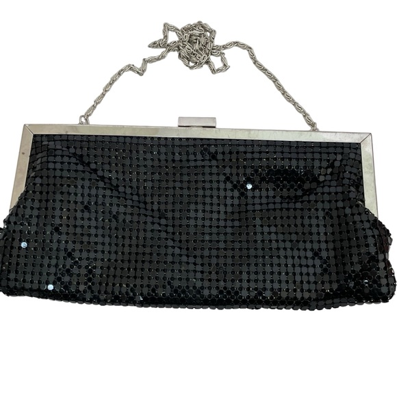 Style & Co by Macy's Black Mesh Evening Bag Silver Hardware & Chain Strap - Picture 3 of 9